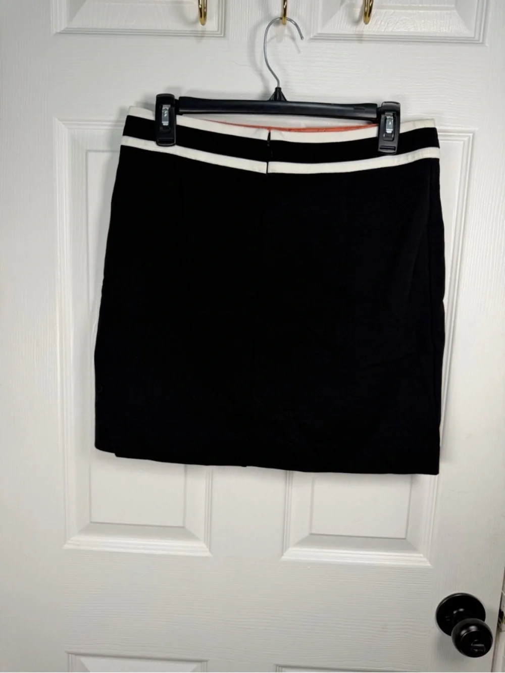 Black Mini Skirt with White Waist Trim — Sleek Women's Skirt
